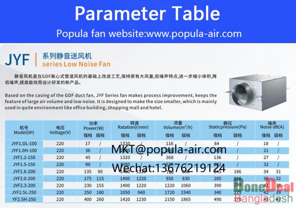 POPULA JYF series silent air supply fan